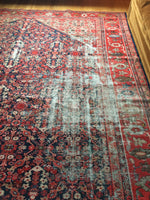 8’8 x 11’5 love worn antique Persian Hamadan rug (#1053) - Blue Parakeet Rugs