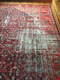8’8 x 11’5 love worn antique Persian Hamadan rug (#1053) - Blue Parakeet Rugs