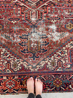 7’10 x 10’8 Antique Persian Heriz #2366 - Blue Parakeet Rugs