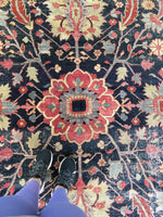 9’2 x 12’ Antique Persian Heriz Rug / Large Vintage Rug (#1392) - Blue Parakeet Rugs
