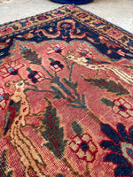 2’4 x 4’9 Peacock scatter rug #2424 / Antique Oriental Rug Runner - Blue Parakeet Rugs