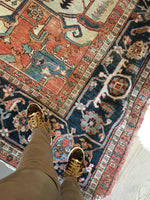 11'4 x 14 Antique rust Serapi Heriz rug - Blue Parakeet Rugs