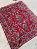 3’4 x 4’1 Vintage Persian Sarouk rug #1332 - Blue Parakeet Rugs