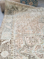 8’10 x 12’ Muted Vintage Persian Heriz Rug / 9x12 Large Vintage Rug (#1129) - Blue Parakeet Rugs