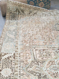 8’10 x 12’ Muted Vintage Persian Heriz Rug / 9x12 Large Vintage Rug (#1129) - Blue Parakeet Rugs