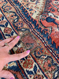 9'8 x 12'2 Antique Worn Persian Mahal Rug #2732
