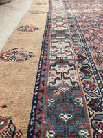 4'6" x 10' Antique Persian Camel Hair rug #1925C / 5x10 Vintage Rug - Blue Parakeet Rugs