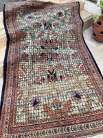 4’6 x 7’3 Antique Stained Glass Design Persian Mahal rug #1947ML - Blue Parakeet Rugs