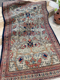 4’6 x 7’3 Antique Stained Glass Design Persian Mahal rug #1947ML - Blue Parakeet Rugs