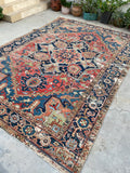 8'4 x 11'7 Antique Tribal Mountain rug #2070 / 8x12 Vintage Rug - Blue Parakeet Rugs