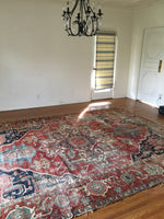 8'8 x 12'2 Rusty n Worn Serapi Heriz Rug - Blue Parakeet Rugs