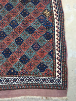 4’6 x 7’9 Antique early 1900's Tribal Rug / 4x7 Vintage Rug (#1277) - Blue Parakeet Rugs
