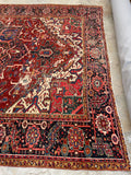 9’ x 12’3 Antique Persian Heriz rug #2375 / Large Antique Heriz - Blue Parakeet Rugs