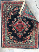 2’1 x 2’8 antique Sarouk Mat Rug (#1367) - Blue Parakeet Rugs