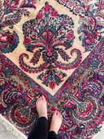 12x20 Ivory Persian Kerman Rug / #JLrug - Blue Parakeet Rugs