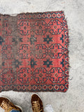 2’9 x 3’5 Star Afghani scatter rug #2474 / small vintage Rug - Blue Parakeet Rugs