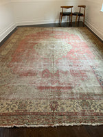 9'2 x 13'4 worn Antique Turkish Rug (#1369) - Blue Parakeet Rugs