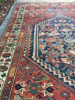 3’7” x 5'5" antique Kurdish rug - Blue Parakeet Rugs