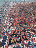 8'4" x 11'2" Antique Heriz Rug - Blue Parakeet Rugs