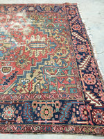 8’3 x 11’ Antique Persian Heriz (#973T) - Blue Parakeet Rugs