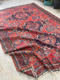 7’1 x 10’1 Antique Soumak Flatweave Rug #2360 / 7x10 vintage rug - Blue Parakeet Rugs