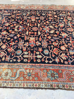 8 x 9’8 midnight blue antique Persian Heriz Rug (#859) - Blue Parakeet Rugs