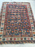 3’10 x 5’4 Antique Caucasian Rug (#1323A) - Blue Parakeet Rugs