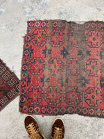 2’9 x 3’5 Star Afghani scatter rug #2474 / small vintage Rug - Blue Parakeet Rugs