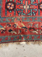 3'5 x 13'4 Antique 19th Century Runner #608 / 13 foot runner - Blue Parakeet Rugs