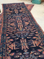 3’6 x 12’8 Indigo Blue Antique Bakhtiari Runner - Blue Parakeet Rugs