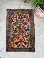1’10 x 2’11 Antique Persian Lilihan rug #2542 - Blue Parakeet Rugs