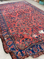 8'3 x 13' Antique 1920s watermelon ground Mahal rug #2065 / 8x13 Vintage Rug - Blue Parakeet Rugs