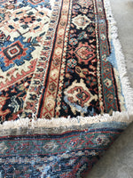 7’5 x 10’1 antique ivory Persian Mahal (#1258) / 8x10 large vintage rug - Blue Parakeet Rugs