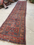 3'5 x 13'4 Antique 19th Century Runner #608 / 13 foot runner - Blue Parakeet Rugs