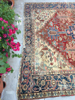 8’2 x 10’ antique Persian Serapi Heriz Rug (#861) - Blue Parakeet Rugs