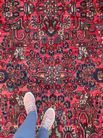 9’ x 12’1 Antique Berry Persian Dargazin Rug #2401 / 7x10 vintage rug - Blue Parakeet Rugs