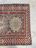 3’7 x 4’8 Antique Caucasus Rug #2582 / small vintage rug - Blue Parakeet Rugs