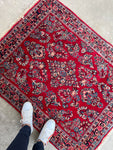 3’4 x 4’1 Vintage Persian Sarouk rug #1332 - Blue Parakeet Rugs