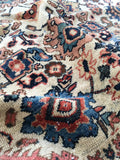 7’5 x 10’1 antique ivory Persian Mahal (#1258) / 8x10 large vintage rug - Blue Parakeet Rugs