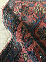 2’ x 2’9” Antique Love Worn Lilihan Rug - small antique rug - Blue Parakeet Rugs