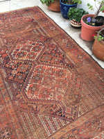 5’2 x 9’ antique Qashqai tribal rug (#408) / Large vintage rug - Blue Parakeet Rugs