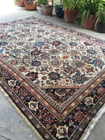 7’5 x 10’1 antique ivory Persian Mahal (#1258) / 8x10 large vintage rug - Blue Parakeet Rugs