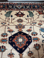 10'5 x 11'5 Antique ivory ground Heriz tribal rug #2054 / 11x12 Vintage Rug - Blue Parakeet Rugs