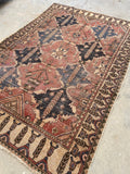 4'9 x 6'10 Antique Persian rug #1956 / 5x7 Vintage rug - Blue Parakeet Rugs