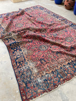 7'1 x 9'6 Dusty Rose Persian Mahal rug #2075 / 7x10 Vintage Rug - Blue Parakeet Rugs