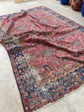 7'1 x 9'6 Dusty Rose Persian Mahal rug #2075 / 7x10 Vintage Rug - Blue Parakeet Rugs