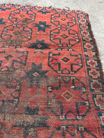 2’9 x 3’5 Star Afghani scatter rug #2474 / small vintage Rug - Blue Parakeet Rugs