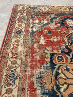 8' x 11’4 Late 19th Century Serapi #2403/ Large Oriental Rug - Blue Parakeet Rugs