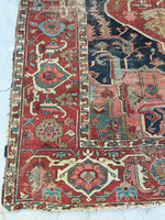 8'8 x 12'2 Rusty n Worn Serapi Heriz Rug - Blue Parakeet Rugs