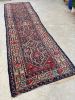 3'8 x 12'6 Antique Persian Runner #1302 / 13 foot vintage runner - Blue Parakeet Rugs